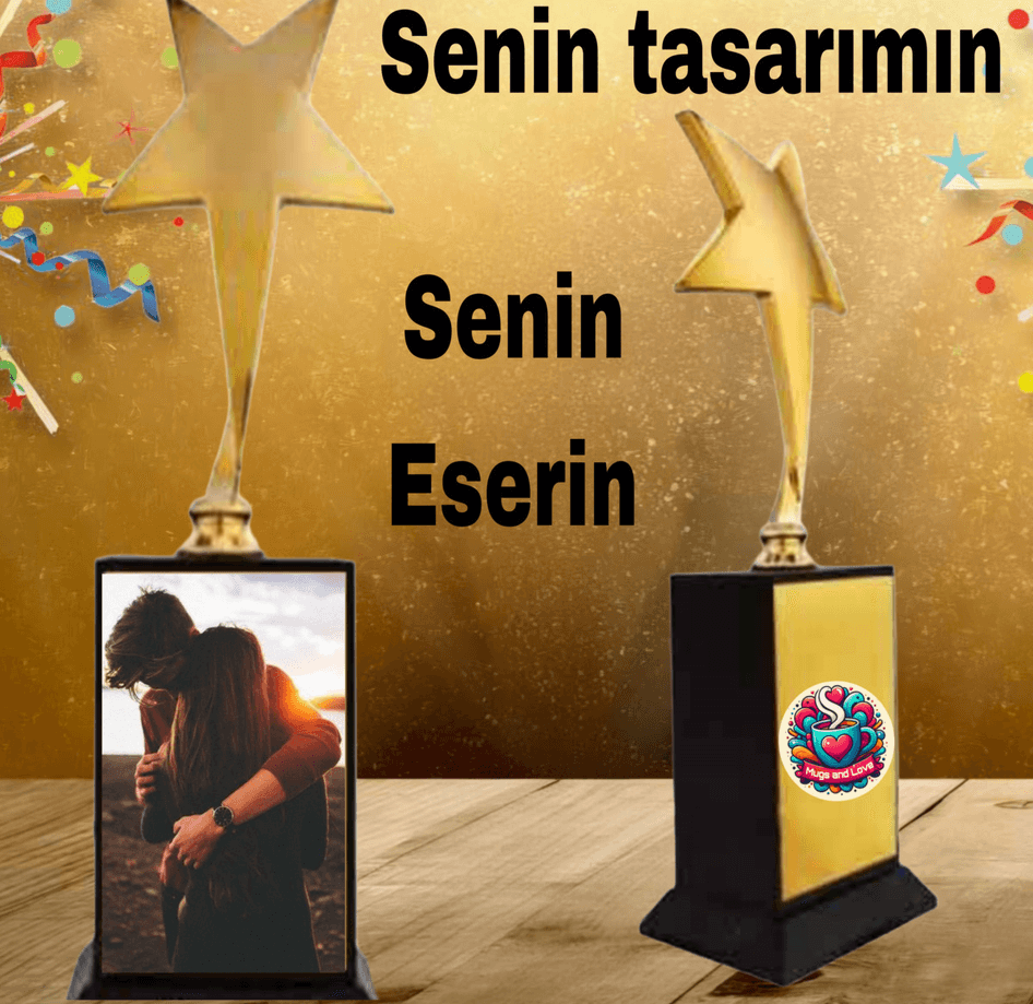 Kişiye özel Senin tasarımın kişiye özel YILDIZ OSCAR ÖDÜL KUPASI orta boy