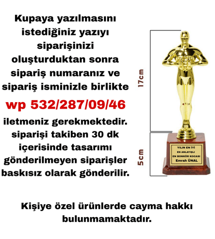 Sen tasarla kişiye özel OSCAR ödülü ORTA BOY