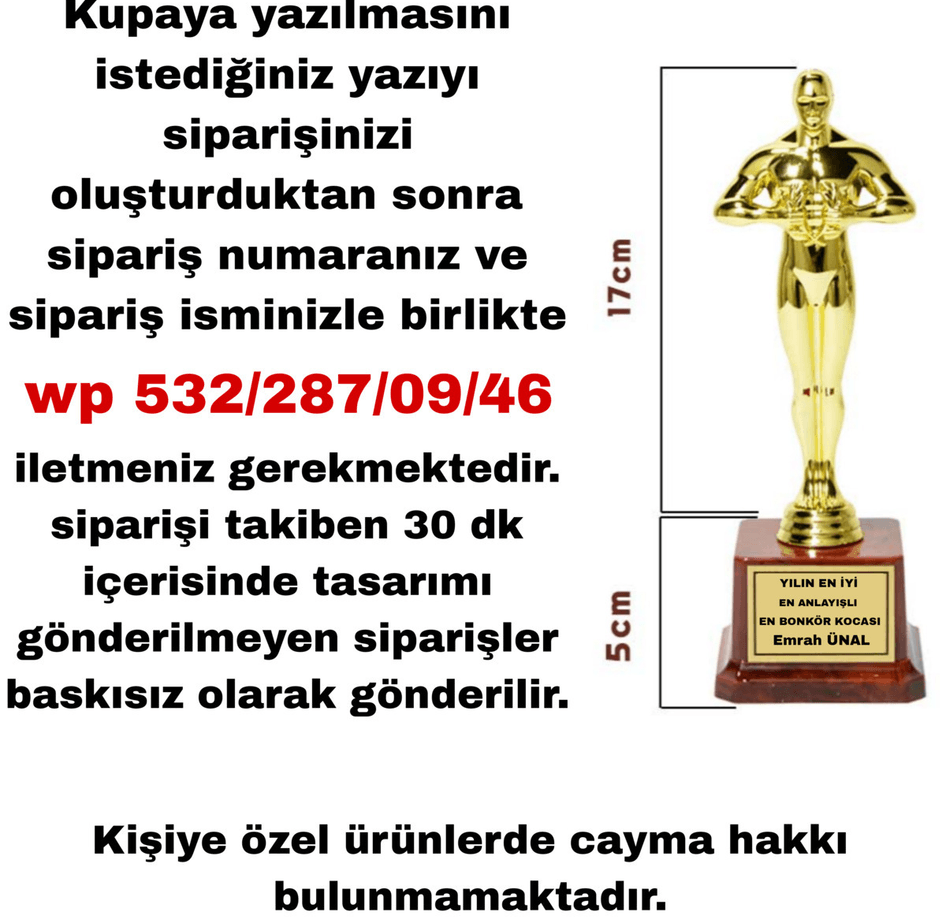 Sen tasarla kişiye özel OSCAR ödülü ORTA BOY