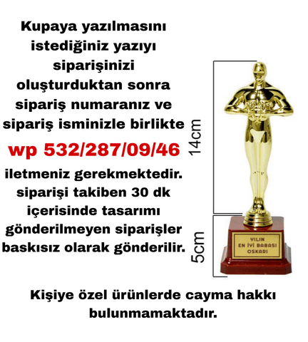 Kendin tasarla kişiye özel yılın OSCAR ödülü küçük boy