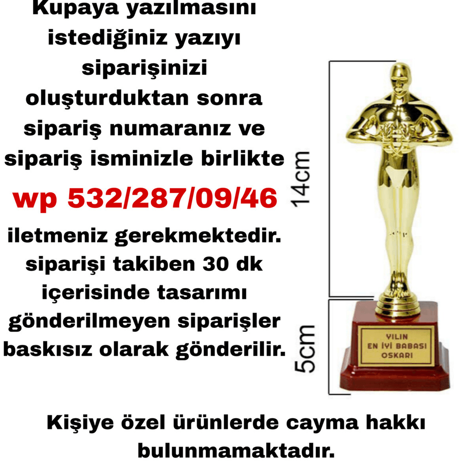 Kendin tasarla kişiye özel yılın OSCAR ödülü küçük boy