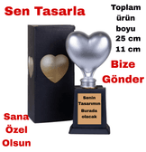 Kişiye özel Gümüş renk Sen tasarla takı saklama bölmeli kalp şeklinde sevgililer günü ödül kupası