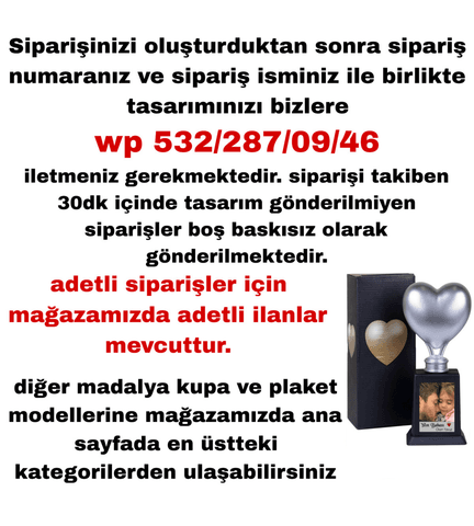 Kişiye özel Gümüş renk Sen tasarla takı saklama bölmeli kalp şeklinde sevgililer günü ödül kupası