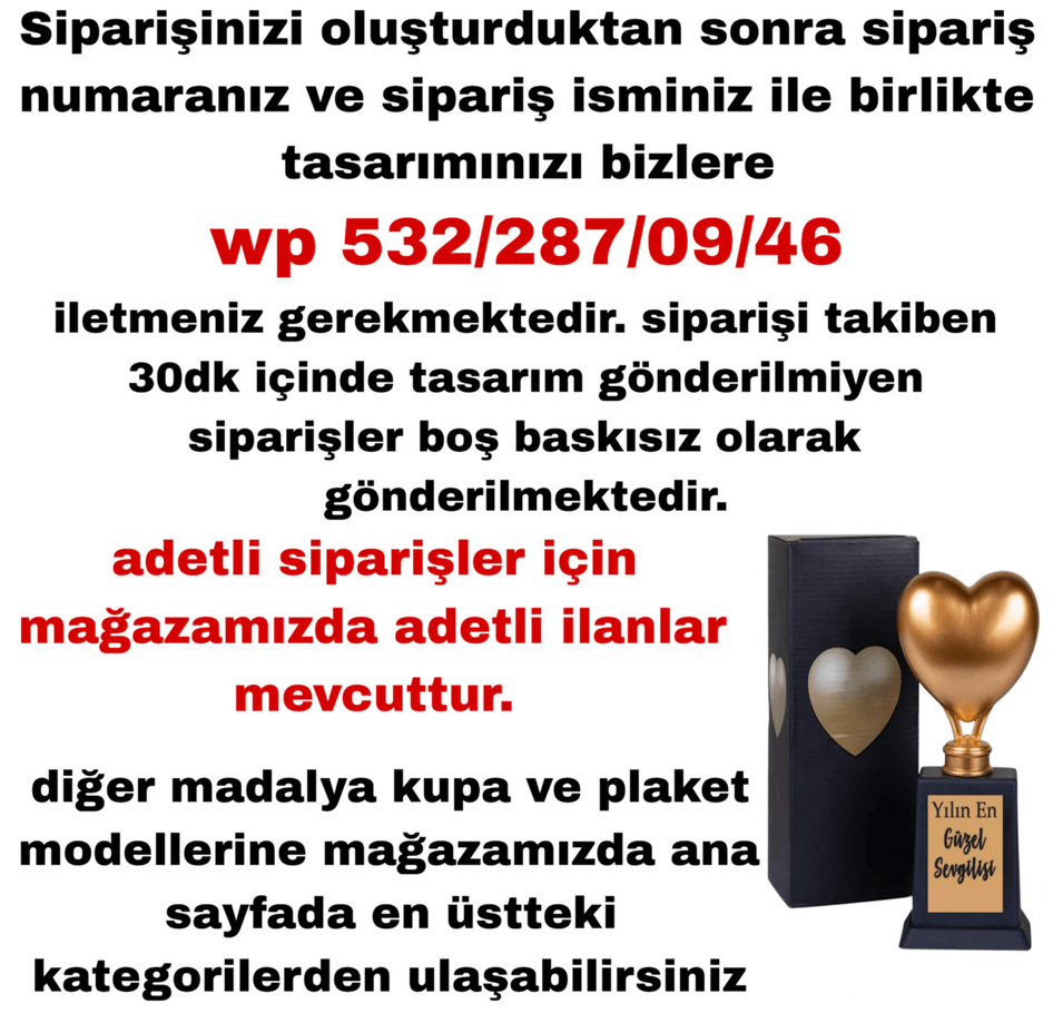 Kişiye özel GOLD renk Sen tasarla takı saklama bölmeli kalp şeklinde sevgililer günü ödül kupası