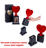 Kişiye özel GOLD renk Sen tasarla takı saklama bölmeli kalp şeklinde sevgililer günü ödül kupası