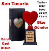 Kişiye özel Sen tasarla takı saklama bölmeli kalp şeklinde sevgililer günü KIRMIZI ödül kupası