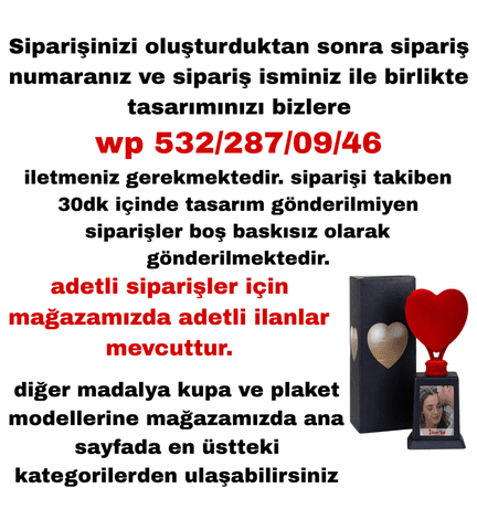 Kişiye özel Sen tasarla takı saklama bölmeli kalp şeklinde sevgililer günü KIRMIZI ödül kupası