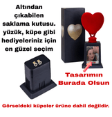 Kişiye özel Sen tasarla takı saklama bölmeli kalp şeklinde sevgililer günü KIRMIZI ödül kupası