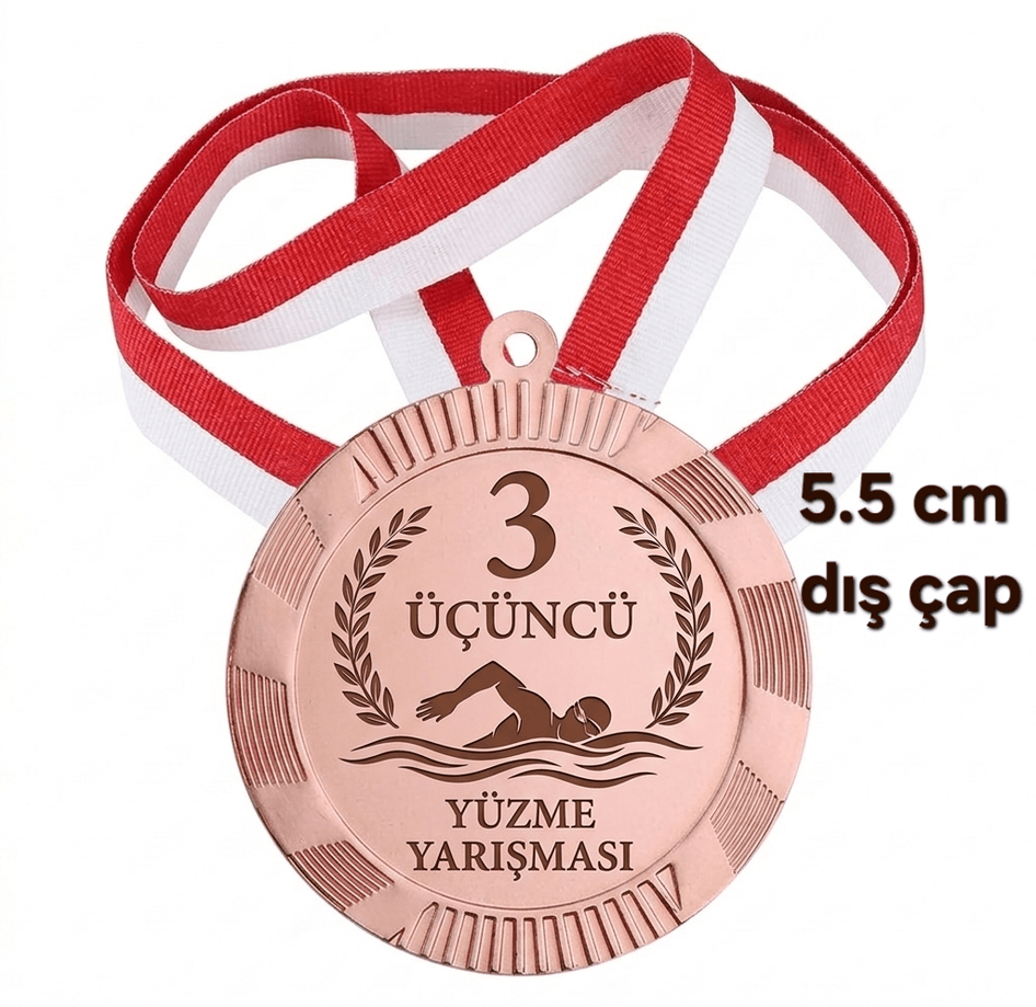 Kişiye özel Bronz renk kaliteli üçüncülük madalyası