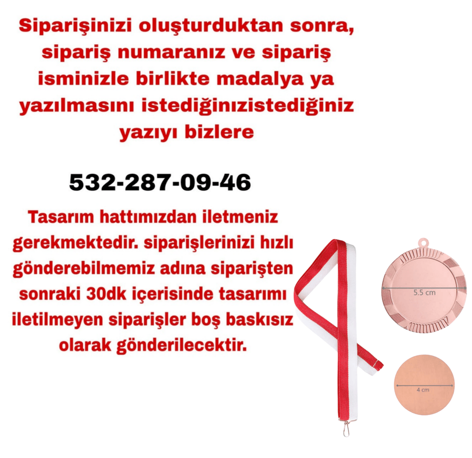 Kişiye özel Bronz renk kaliteli üçüncülük madalyası