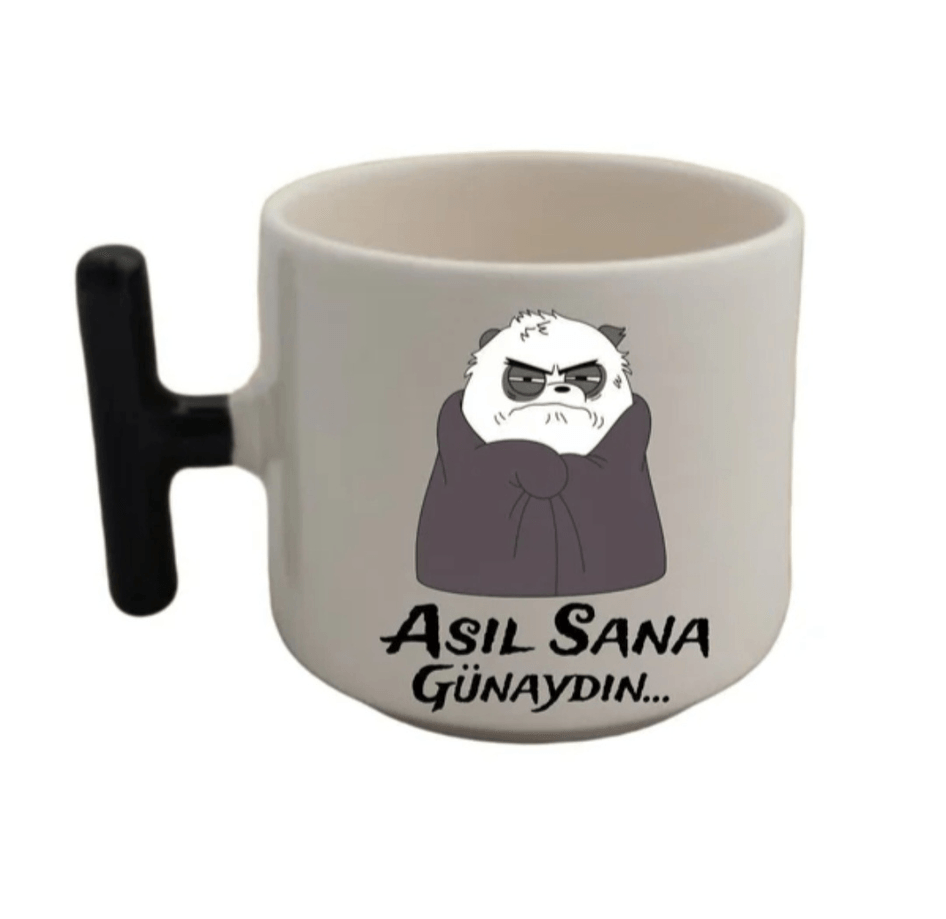 Kişiye özel siyah T kulp seramik çay / kahve Fincanı