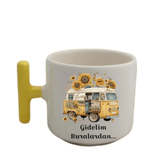Kişiye özel Sarı T kulp Seramik Çay / Kahve Fincanı