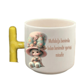 Kişiye özel Sarı T kulp Seramik Çay / Kahve Fincanı
