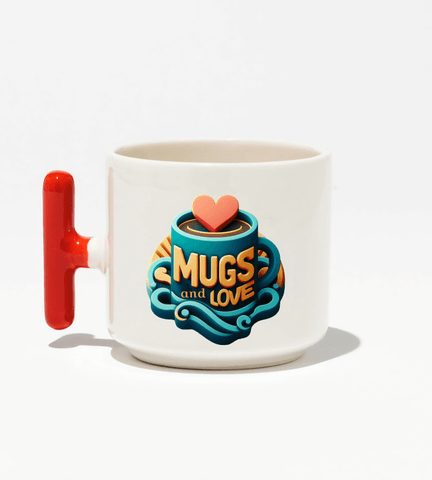 Kişiye özel Seramik Kulpu Kırmızı Çay / Kahve / Latte Fincanı