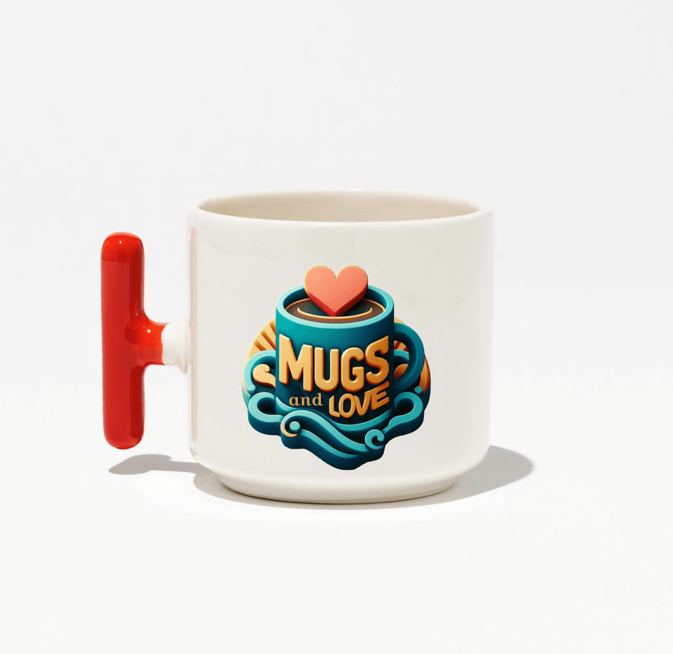 Kişiye özel Seramik Kulpu Kırmızı Çay / Kahve / Latte Fincanı