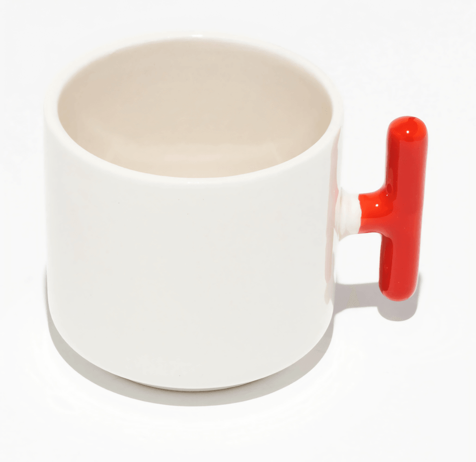 Kişiye özel Seramik Kulpu Kırmızı Çay / Kahve / Latte Fincanı