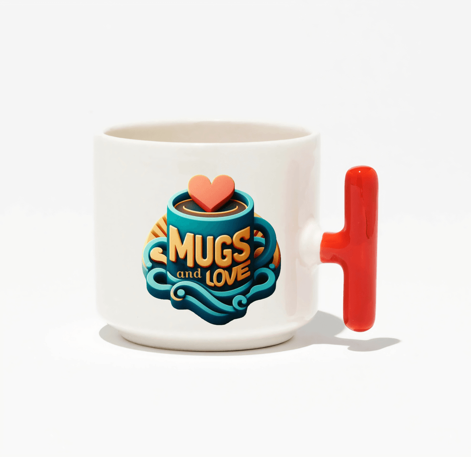 Kişiye özel Seramik Kulpu Kırmızı Çay / Kahve / Latte Fincanı