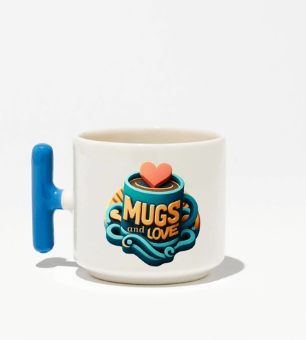 Kişiye özel Seramik Kulpu Mavi Çay / Kahve / Latte Fincanı