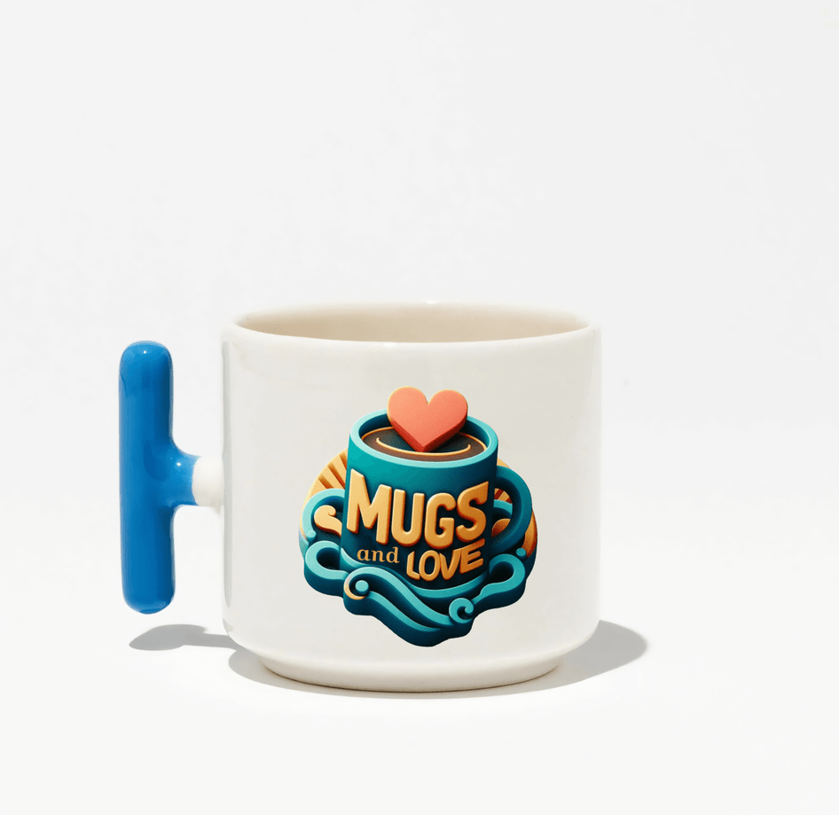 Kişiye özel Seramik Kulpu Mavi Çay / Kahve / Latte Fincanı