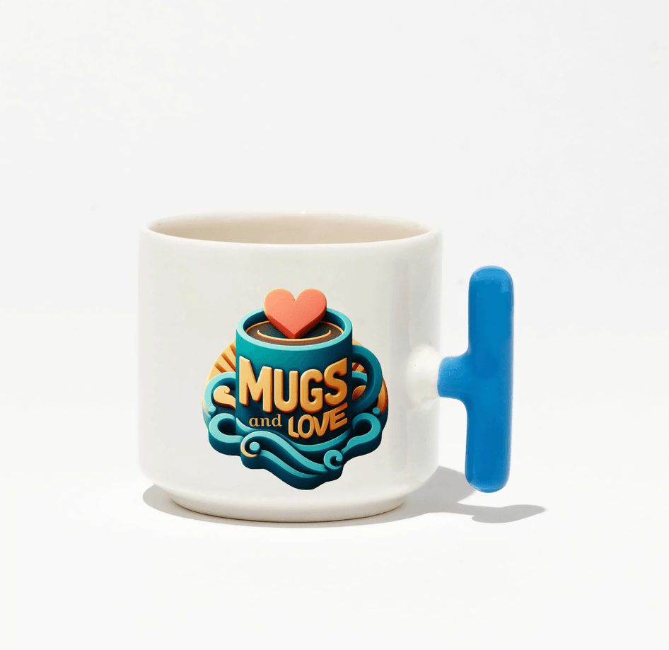 Kişiye özel Seramik Kulpu Mavi Çay / Kahve / Latte Fincanı