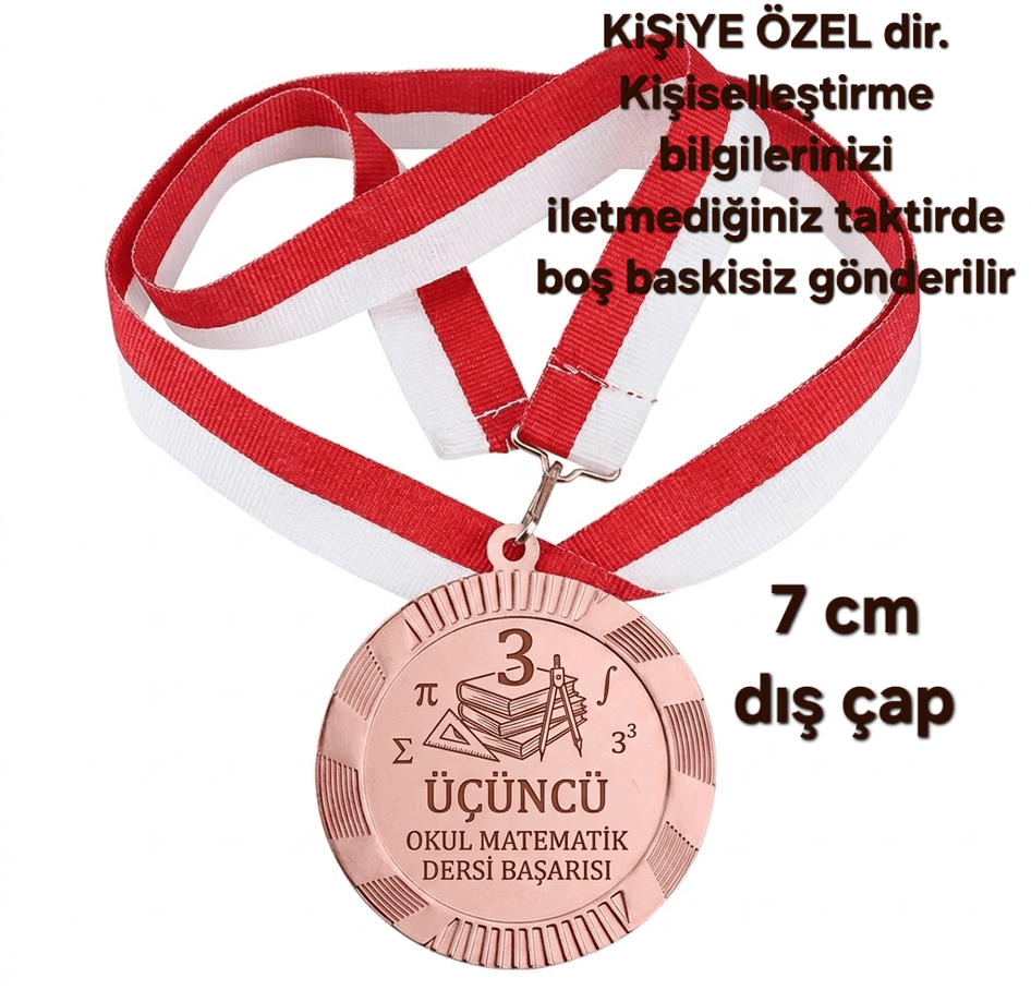 Kişiye özel büyük boy 7cm Bronz madalya