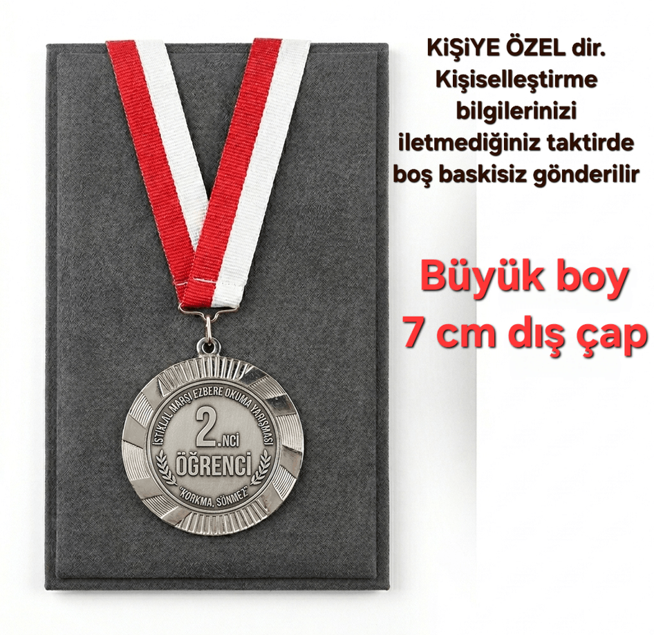 Kişiye özel büyük boy gümüş madalya