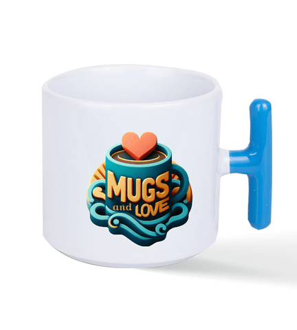 Kişiye özel Porselen Mavi T kulplu Çay / Kahve / Latte