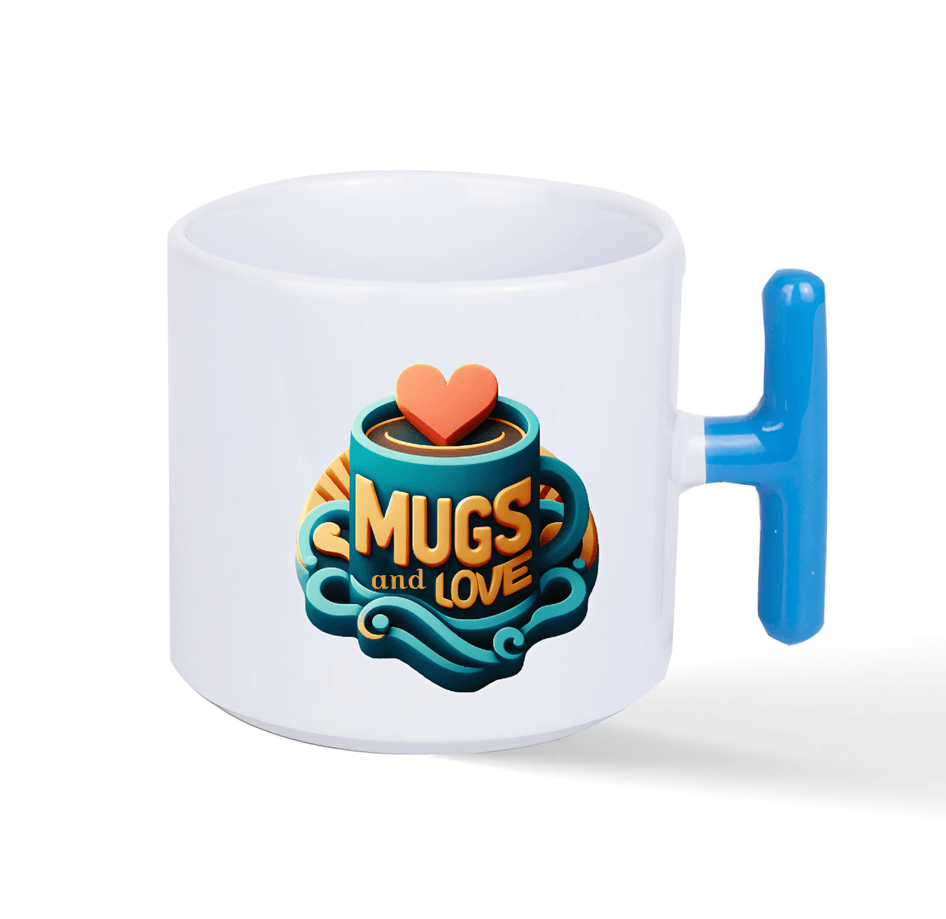 Kişiye özel Porselen Mavi T kulplu Çay / Kahve / Latte