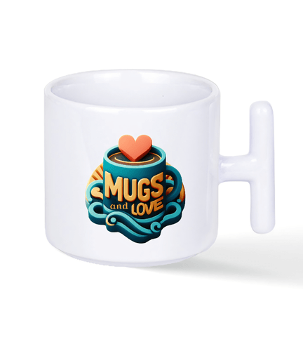 Kişiye özel Porselen Beyaz T kulplu Çay / Kahve / Latte