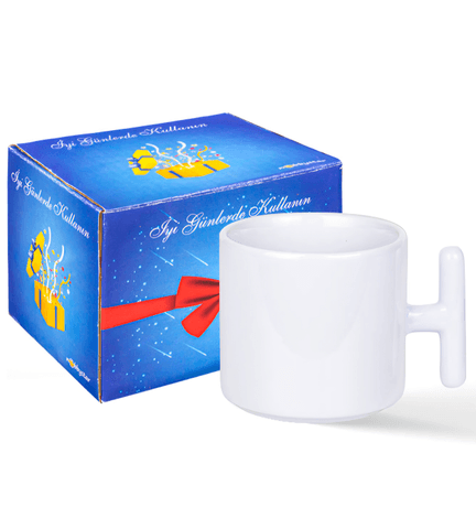 Kişiye özel Porselen Beyaz T kulplu Çay / Kahve / Latte