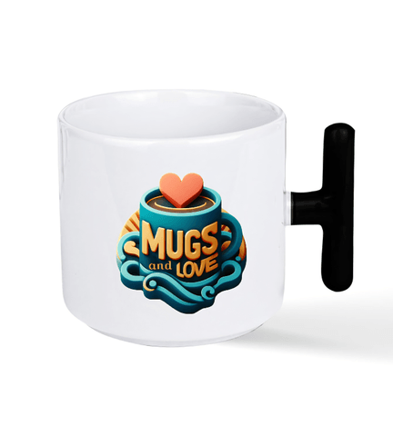 Kişiye özel Porselen Siyah T kulplu Çay / Kahve / Latte