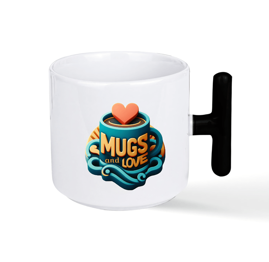 Kişiye özel Porselen Siyah T kulplu Çay / Kahve / Latte