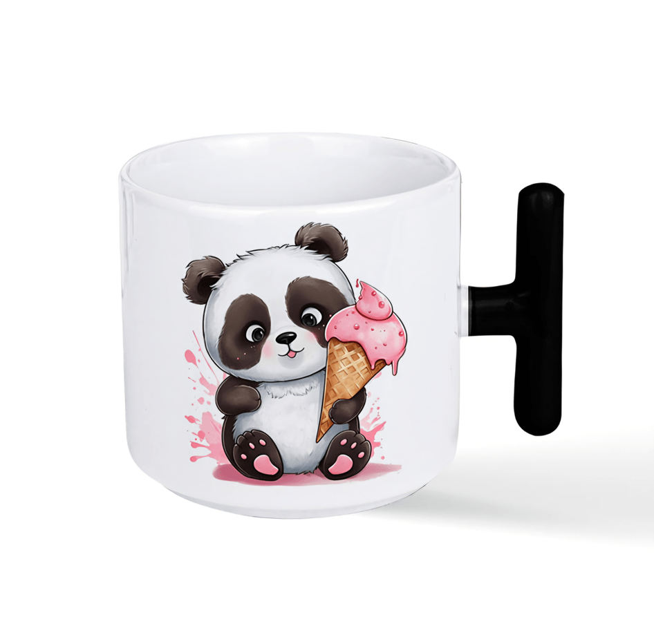 Kişiye özel Porselen Siyah T kulplu Çay / Kahve / Latte