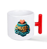 Kişiye özel Porselen Kırmızı T kulplu Çay / Kahve / Latte