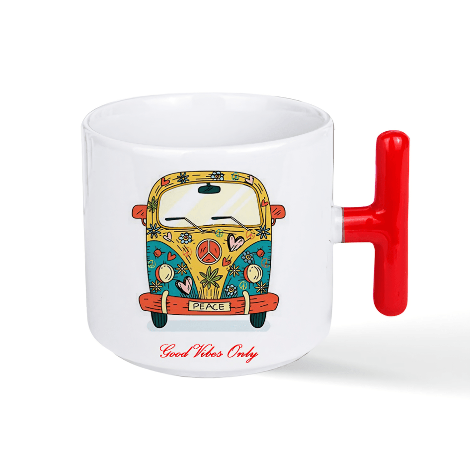 Kişiye özel Porselen Kırmızı T kulplu Çay / Kahve / Latte