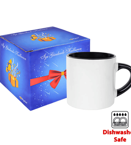 Kişiye özel Porselen Kulpu ve İçi Siyah Çay / Kahve / Latte