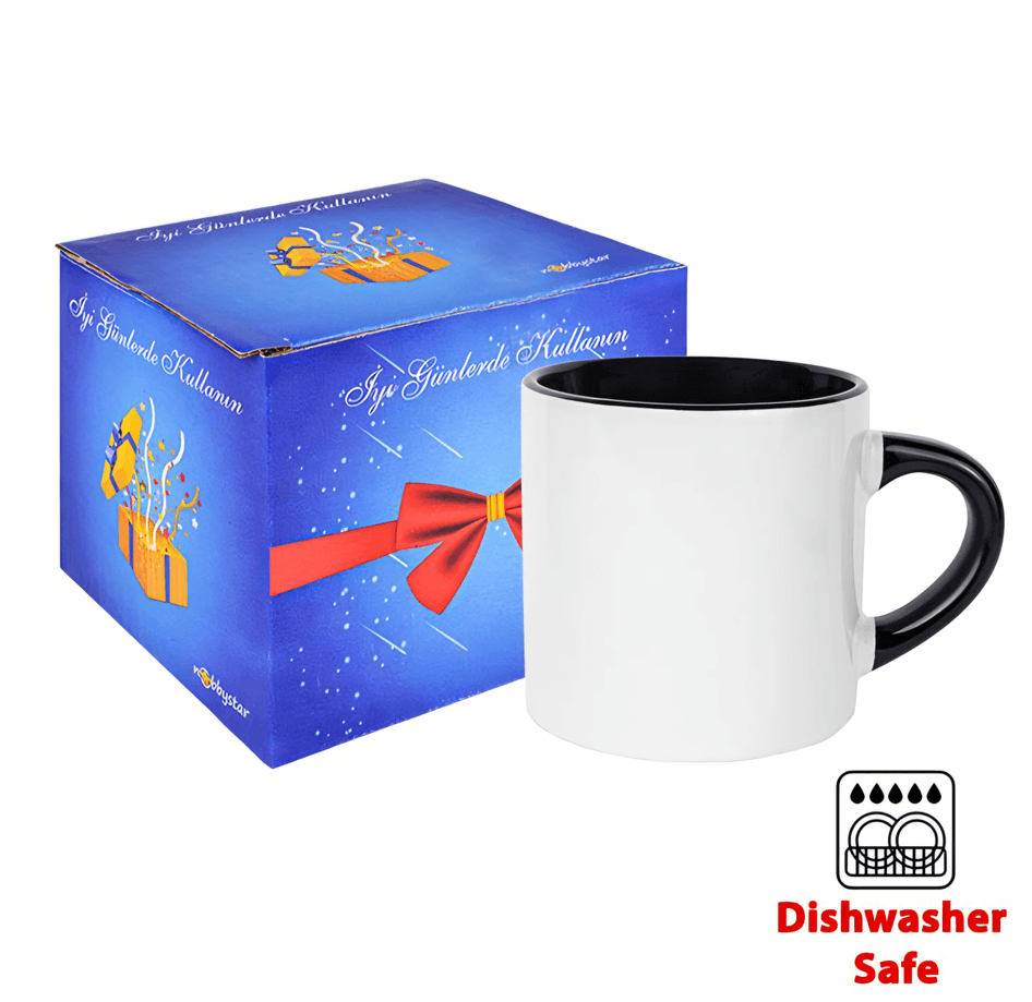 Kişiye özel Porselen Kulpu ve İçi Siyah Çay / Kahve / Latte