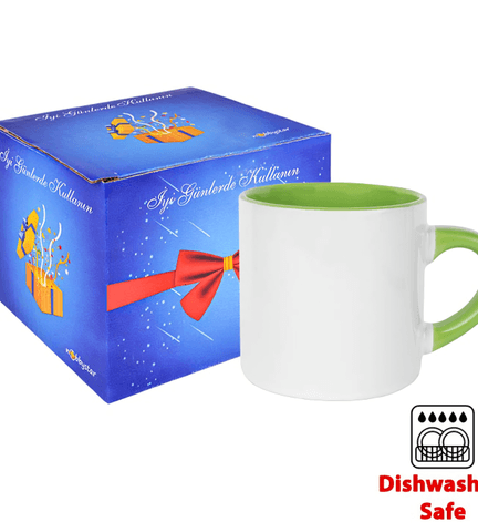 Kişiye özel Porselen Kulpu ve İçi Yeşil Çay / Kahve / Latte