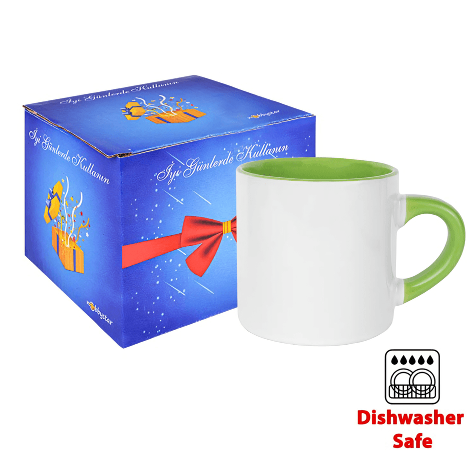 Kişiye özel Porselen Kulpu ve İçi Yeşil Çay / Kahve / Latte