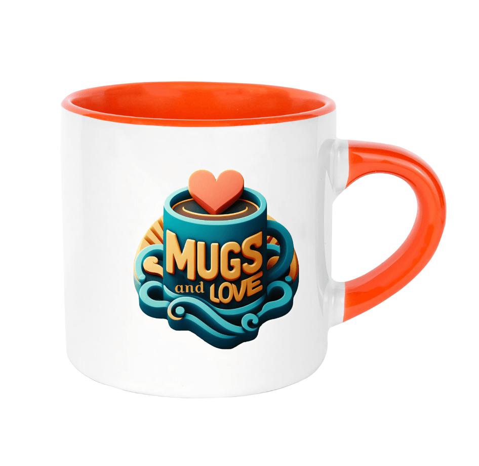 Kişiye özel Porselen Kulpu ve İçi Turuncu Çay / Kahve / Latte