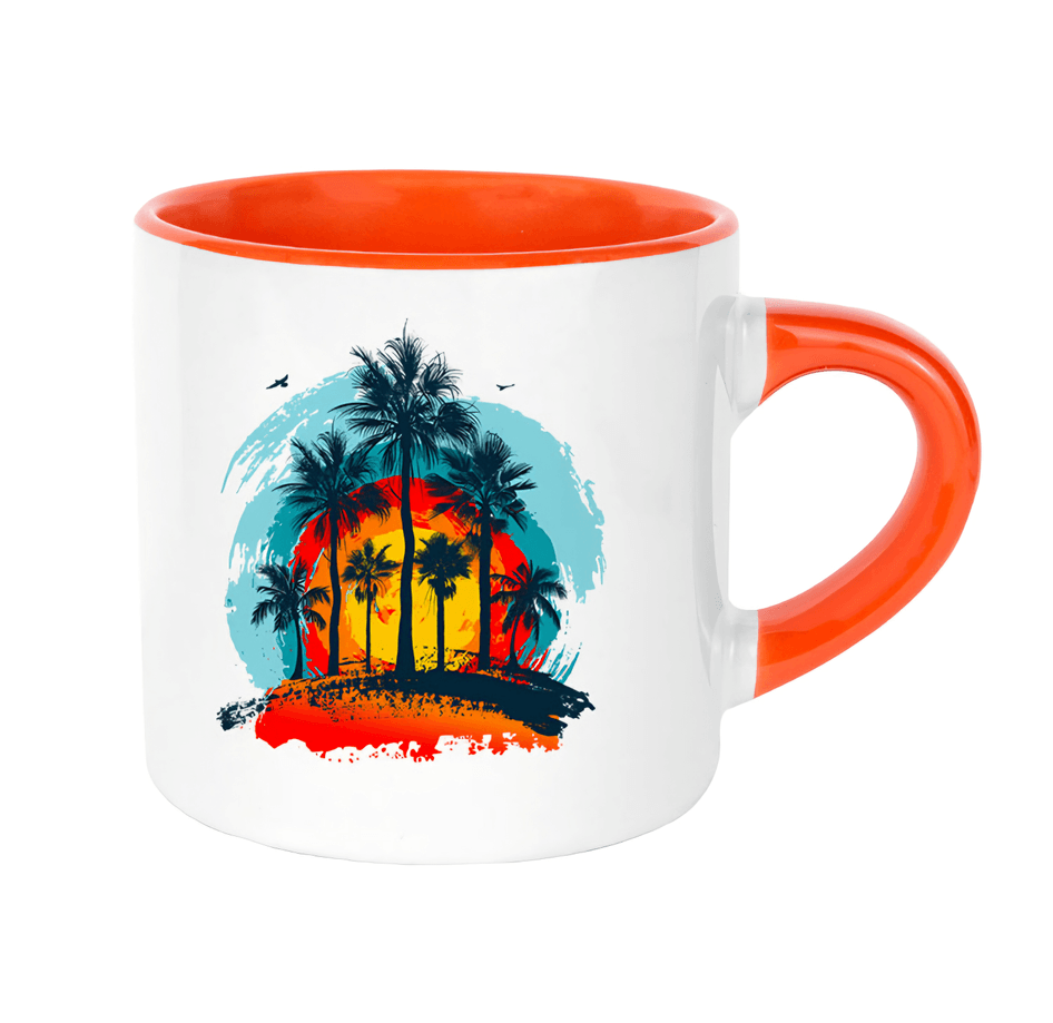 Kişiye özel Porselen Kulpu ve İçi Turuncu Çay / Kahve / Latte