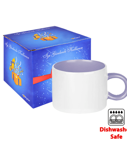 Kişiye özel Porselen Kulpu ve İçi Lila Duble Türk Kahvesi / Latte