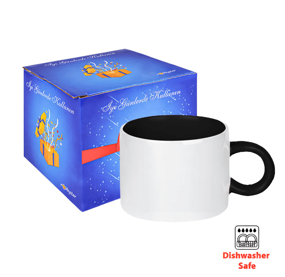 Kişiye özel Porselen Kulpu ve İçi Siyah Duble Türk Kahvesi / Latte