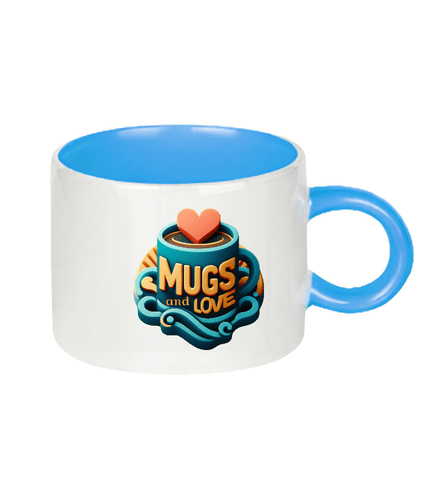 Kişiye özel Porselen Kulpu ve İçi Mavi Duble Türk Kahvesi / Latte