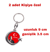 Kişiye özel ayyıldız metal çift yüz 2 adet anahtarlık