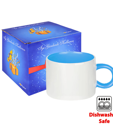 Kişiye özel Porselen Kulpu ve İçi Mavi Duble Türk Kahvesi / Latte