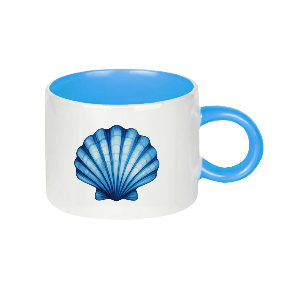 Kişiye özel Porselen Kulpu ve İçi Mavi Duble Türk Kahvesi / Latte