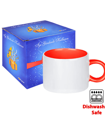 Kişiye özel Porselen Kulpu ve İçi Kırmızı Duble Türk Kahvesi / Latte