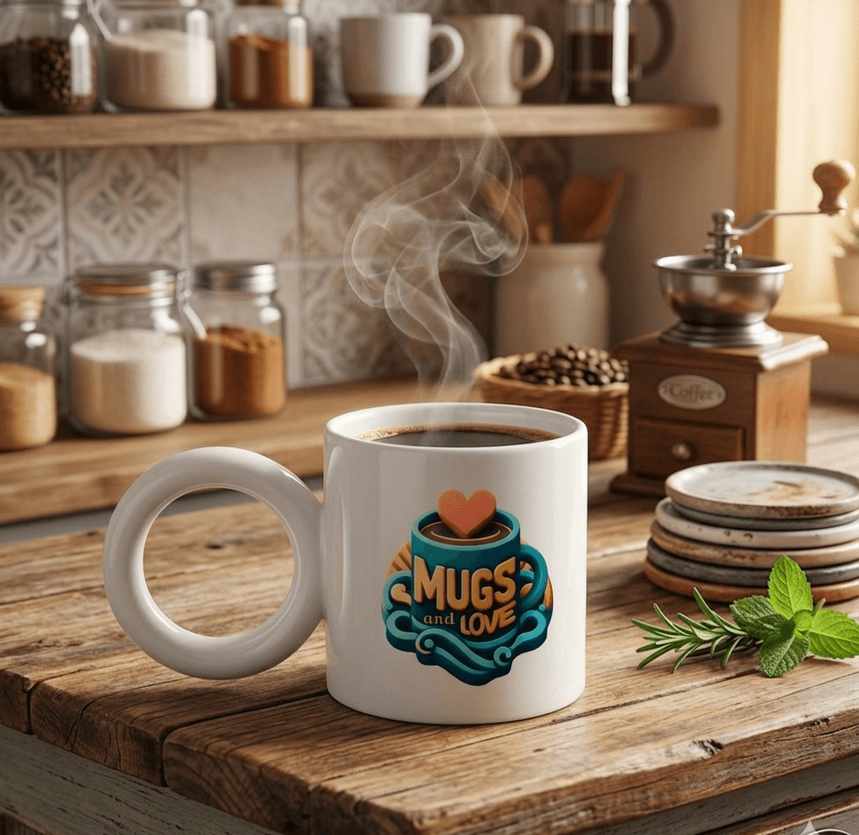 Kişiye özel Porselen Kulpu Beyaz Büyük Boy fincan