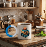 Kişiye özel Porselen Kulpu Mavi Büyük Boy fincan